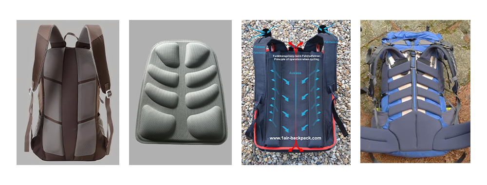 Ventilation groove in backpack back panel Ventilation groove in backpack back panel